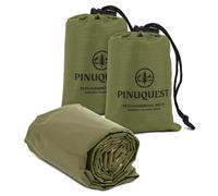 FLEXEO PINUQUEST Lot de 2 couvertures de survie 26 µm - Couverture de premiers secours extra épaisse et robuste pour l'extérieur, la survie, le camping, la randonnée | Imperméable et coupe-vent