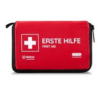 FLEXEO trousse de premiers secours complete mini rouge, 29 pièces, idéale pour randonnée, camping et voyage, trousse de secours pratique et essentielle