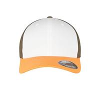 Flexfit 3-Tone Casquette Mixte, Neon Orange/White/Olive, L/XL