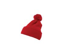 Flexfit Bonnet mixte à revers en tricot avec pompon Rouge