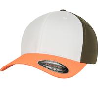 Flexfit Cap 3-Tone Flexfit Neon orange/White/Olive S/M