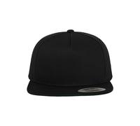 FLEXFIT Casquette de Baseball Classic 5 Snapback, pour Homme et Femme, Taille Unique, Fermoir Boutons-Pression Réglable au Dos, Visière Plate, 100% Coton, Black