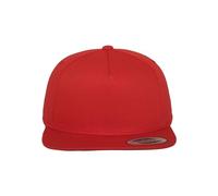 FLEXFIT Casquette de Baseball Classic 5 Snapback, pour Homme et Femme, Taille Unique, Fermoir Boutons-Pression Réglable au Dos, Visière Plate, 100% Coton, Red