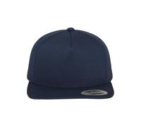 FLEXFIT Casquette de Baseball Classic 5 Snapback, pour Homme et Femme, Taille Unique, Fermoir Boutons-Pression Réglable au Dos, Visière Plate, 100% Coton, Navy