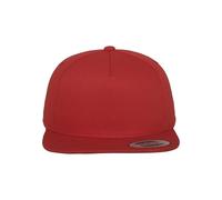 FLEXFIT Casquette de Baseball Classic 5 Snapback, pour Homme et Femme, Taille Unique, Fermoir Boutons-Pression Réglable au Dos, Visière Plate, 100% Coton, Red
