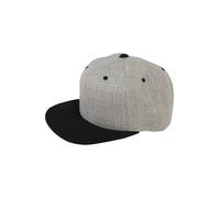 Yupoong Flexfit Unisex Kappe Classic Snapback 2-Tone, zweifarbige blanko Cap mit geradem Schirm, One Size Einheitsgröße für Männer und Frauen, Farbe h.grey/blk