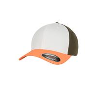 Flexfit 3-Tone Casquette Mixte, Neon Orange/White/Olive, L/XL