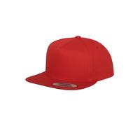 Flexfit Casquette Snapback Classic 5 Panel – Mixte, 100% coton, Visière plate, Taille unique, Rouge