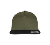 Flexfit Casquette Unisexe Classique à 5 Panneaux Snapback avec Fermeture Snapback pour Homme et Femme, Taille Unique, Vert Olive/Noir, Taille Unique