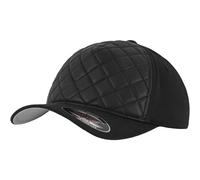 Flexfit Diamant Matelassé Casquette Noir de Baseball Chapeau Avant