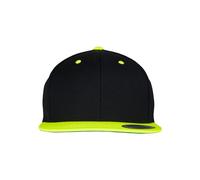 Flexfit Homme Mütze Classic Snapback 2-tone flat sheets, Schwarz/Neongelb, Taille unique EU