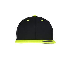 Flexfit Homme Mütze Classic Snapback 2-tone flat sheets, Schwarz/Neongelb, Taille unique EU