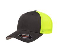 Flexfit Coupe ajustée en Maille Bicolore Capuchon, Anthracite/Jaune Fluo, Taille Unique Mixte