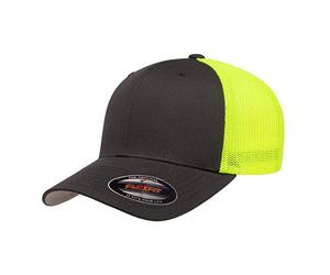 Flexfit Mesh Fitted 2-Tone Capuchon, Anthracite/Jaune Fluo, Taille Unique Mixte