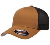 Flexfit Trucker Casquette ajustée en Maille 2 Tons Capuchon, Caramel/Noir, Taille Unique Mixte