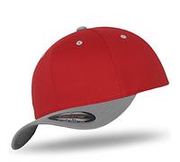 Flexfit Original Casquette Baseball Casquette de Baseball Cap Wooly Peigné Im Bundle avec UD Tête de Mort Bandana dans Beaucoup de Couleurs - Rouge/Gris, S/M (55-58 cm)