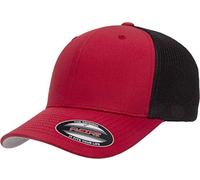 Flexfit Trucker Casquette ajustée en Maille 2 Tons Capuchon, Rouge/Noir, Taille Unique Mixte