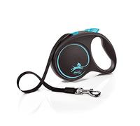 Flexi® Black Design L | Laisse rétractable à Sangle de 5 m pour Chiens jusqu'à 50 kg | Noir/Bleu | Laisse à Enrouleur pour Chien | Poids : 330 g | Dimensions : 12,1 x 17,4 cm