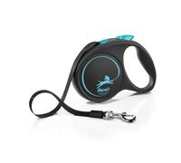 Flexi Laisse rétractable Black Design Sangle 5 m Taille L pour chien jusqu'à 50 kg Noir/Bleu