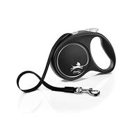 Flexi® Black Design L Sangle 5 m Noir/Argent, Laisse rétractable pour Chiens jusqu'à 50 kg