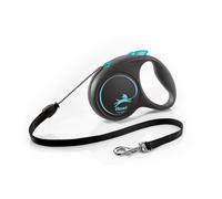 Flexi Laisse rétractable Black Design M Cordon 5 m Noir/Bleu pour chiens jusqu'à 20 kg