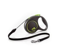Flexi® Black Design M | Laisse rétractable à Cordon de 5 m pour Chiens jusqu'à 20 kg | Noir/Vert | Laisse à Enrouleur pour Chien | Poids : 200 g | Dimensions : 10,6 x 15,1 cm