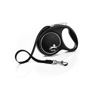 Flexi® Black Design M | Laisse rétractable à Sangle de 5 m pour Chiens jusqu'à 25 kg | Noir/Argent | Laisse à Enrouleur pour Chien | Poids : 240 g | Dimensions : 11,2 x 16,1 cm