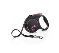 Flexi® Black Design M | Laisse rétractable à Sangle de 5 m pour Chiens jusqu'à 25 kg | Noir/Pink | Laisse à Enrouleur pour Chien | Poids : 240 g | Dimensions : 11,2 x 16,1 cm