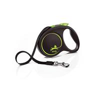 Flexi® Black Design M Sangle 5 m Noir/Vert, Laisse rétractable pour Chiens jusqu'à 25 kg