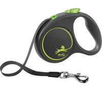 Flexi Laisse Noir Design S sangle 5m Jusqu'à 15kg Vert