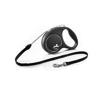 Flexi® Black Design S | Laisse rétractable à Cordon de 5 m pour Chiens jusqu'à 12 kg | Noir/Argent | Laisse à Enrouleur pour Chien | Poids : 140 g | Dimensions : 9,6 x 13,8 cm