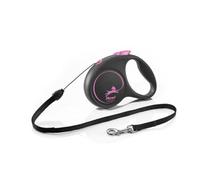 Flexi® Black Design S | Laisse rétractable à Cordon de 5 m pour Chiens jusqu'à 12 kg | Noir/Pink | Laisse à Enrouleur pour Chien | Poids : 140 g | Dimensions : 9,6 x 13,8 cm