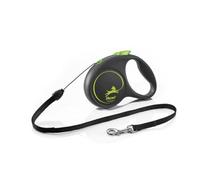 Flexi Laisse rétractable Black Design Taille S Corde 5 m Noir/Vert Jusqu'à 12 kg