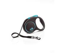 Flexi Laisse rétractable Black Design S – Sangle 5 m, pour chiens jusqu'à 15 kg – Noir/Bleu