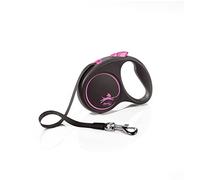 Flexi® Black Design S Sangle 5 m Noir/Pink, Laisse rétractable pour Chiens jusqu'à 15 kg