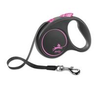 Flexi Laisse Noir Design S sangle 5m Jusqu'à 15kg Rose + Surprise gratuite pour votre chien