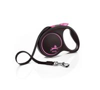 Flexi Black Design Tape Pink Medium 5m Retractable Dog Leash/Lead for dogs up to