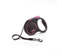 Flexi Black Design Tape Pink Small 5m Retractable Dog Leash/Lead for dogs up to
