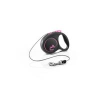 Flexi® Black Design XS | Laisse rétractable à Cordon de 3 m pour Petits Chiens jusqu'à 8 kg | Format de Poche | poignée à 3 Doigts | Noir/Pink | Laisse à Enrouleur | Poids : 90 g | 7,8 x 10,9 cm