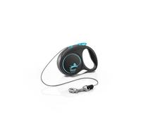 Flexi® Black Design XS | Laisse rétractable à Cordon de 3 m pour Petits Chiens jusqu'à 8 kg | Format de Poche | poignée à 3 Doigts | Noir/Bleu | Laisse à Enrouleur | Poids : 90 g | 7,8 x 10,9 cm