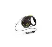 Flexi® Black Design XS | Laisse rétractable à Cordon de 3 m pour Petits Chiens jusqu'à 8 kg | Format de Poche | poignée à 3 Doigts | Noir/Vert | Laisse à Enrouleur | Poids : 90 g | 7,8 x 10,9 cm
