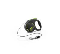 Flexi® Black Design XS | Laisse rétractable à Cordon de 3 m pour Petits Chiens jusqu'à 8 kg | Format de Poche | poignée à 3 Doigts | Noir/Vert | Laisse à Enrouleur | Poids : 90 g | 7,8 x 10,9 cm