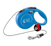 Flexi Laisse rétractable flexi® CAT 3 m pour chats jusqu'à 8 kg Bleu poignée 3 doigts