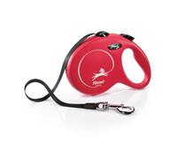 flexi® Classic L | Laisse rétractable à sangle de 5 m pour chiens jusqu'à 50 kg | Rouge | laisse à enrouleur pour chien | Poids : 350 g | Dimensions : 12,9 x 18,8 cm