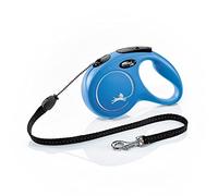 flexi® Classic M | Laisse rétractable à cordon de 5 m pour chiens jusqu'à 20 kg | Bleu | laisse à enrouleur pour chien | Poids : 220 g | Dimensions : 10,8 x 17,6 cm
