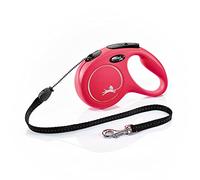 flexi® Classic M | Laisse rétractable à cordon de 5 m pour chiens jusqu'à 20 kg | Rouge | laisse à enrouleur pour chien | Poids : 220 g | Dimensions : 10,8 x 17,6 cm