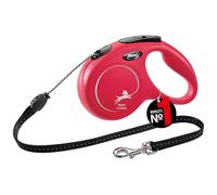 flexi® Classic M | Laisse rétractable à cordon de 5 m pour chiens jusqu'à 20 kg | Rouge | laisse à enrouleur pour chien | Poids : 220 g | Dimensions : 10,8 x 17,6 cm