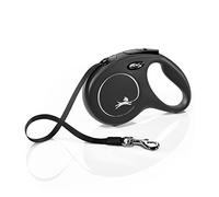 Flexi Laisse rétractable New Classic Sangle M 5 m Noir – jusqu'à 25 kg