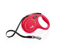 flexi® Classic M | Laisse rétractable à sangle de 5 m pour chiens jusqu'à 25 kg | Rouge | laisse à enrouleur pour chien | Poids : 280 g | Dimensions : 11,6 x 18,8 cm