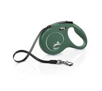 flexi® CLASSIC M laisse rétractable pour chiens, sangle de 5m, vert olive | La laisse flexi® originale - fabriquée en Allemagne depuis 1973, pour chiens jusqu'à 25 kg